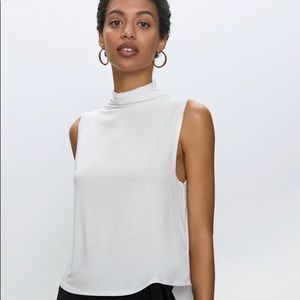 Babaton Vince White Mock Neck Top